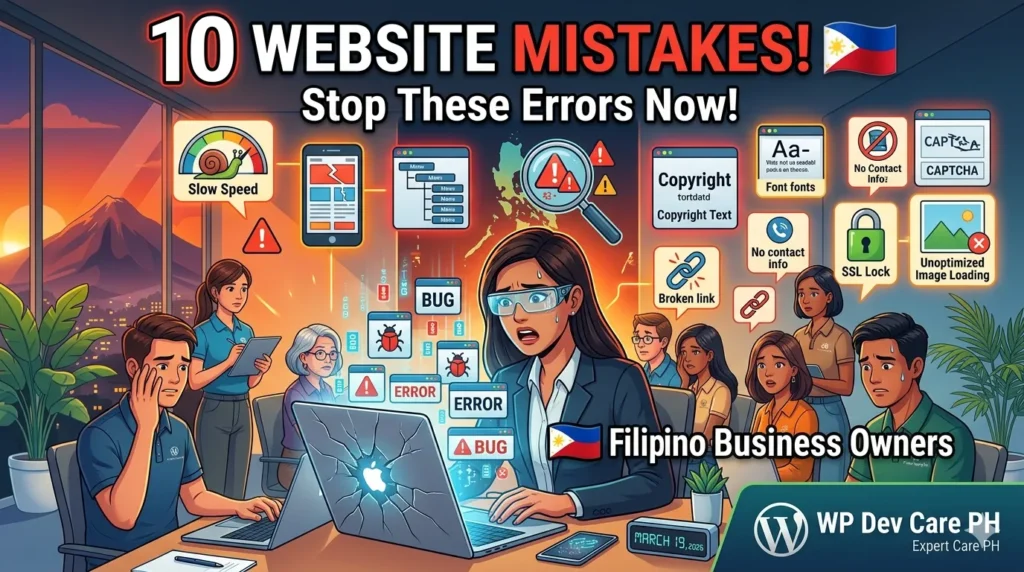 common website mistakes Philippines small businesses make - WP Dev Care PH